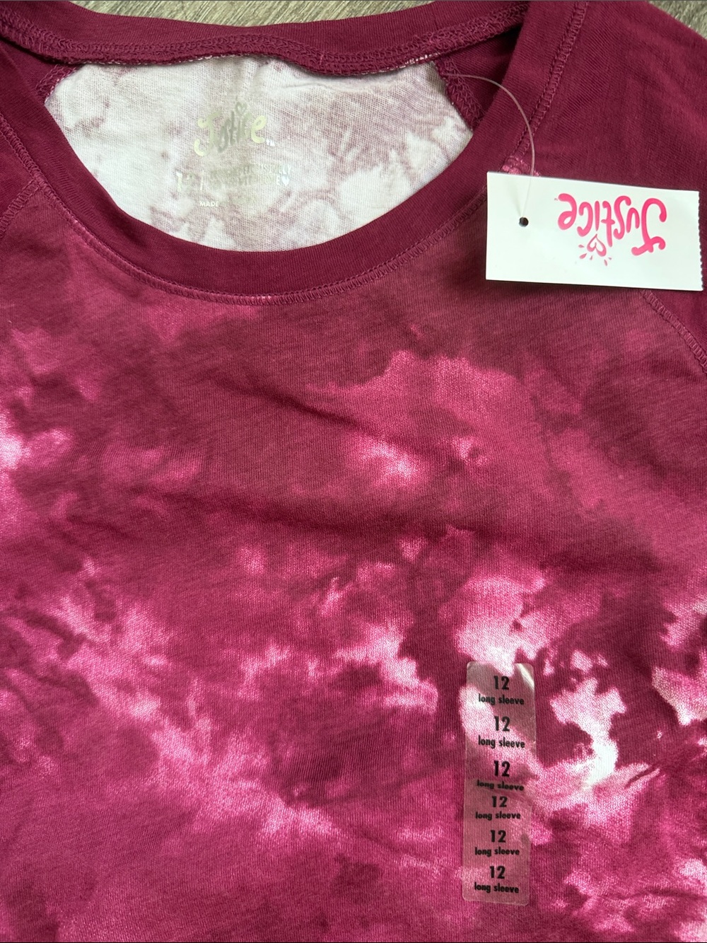Justice Girls' Magenta Tie-Dye Long Sleeve Top & Ruffle Skort Set - Picture 3 of 8